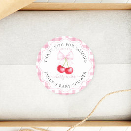 Cherry on top Bow Baby Dusche Vielen Dank für Ihr Runder Aufkleber