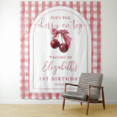 Cherry On Top Bow Birthday Photo Backdrop Wandteppich (Beispiel)