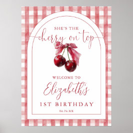 Cherry On Top Bow Birthday Welcome Sign Poster