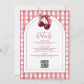 Cherry On Top Bow QR Code Girl Baby Shower Einladung (Rückseite)