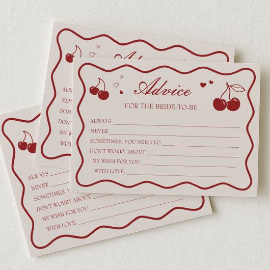 Cherry On Top Bridal Shower Advice Card Einladung