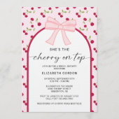 Cherry On Top Bridal Shower Coquette Bow Einladung (Vorderseite)