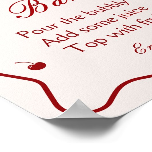 Cherry On Top Bridal Shower Mimosa Bar Poster (Ecke)