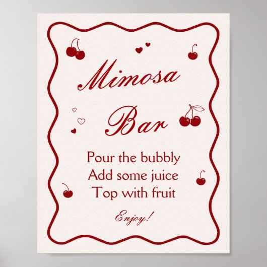 Cherry On Top Bridal Shower Mimosa Bar Poster (Vorne)