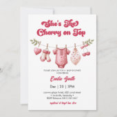 Cherry on Top clothesline Baby Shower Einladung (Vorderseite)
