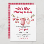Cherry on Top clothesline Baby Shower Einladung (Vorne/Hinten)