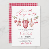 Cherry on Top clothesline  Baby Shower Einladung (Vorne/Hinten)