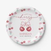 Cherry On Top Coquette Baby Girl Shower Pappteller (Vorderseite)