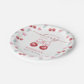 Cherry On Top Coquette Baby Girl Shower Pappteller (Schrägansicht)