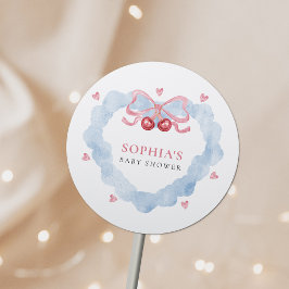 Cherry On Top Coquette Baby Girl Shower Runder Aufkleber