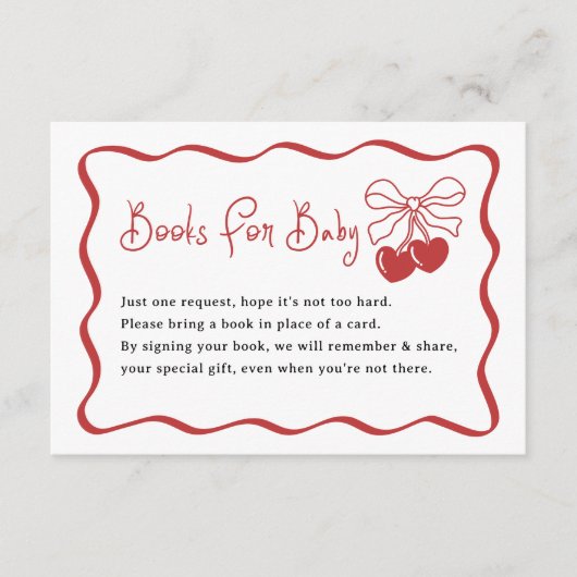 Cherry On Top Coquette Baby Showbücher für Baby Begleitkarte (Vorderseite)