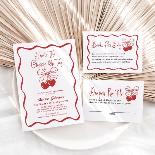 Cherry On Top Coquette Baby Showbücher für Baby Begleitkarte