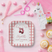 Cherry On Top Coquette Bow Baby Shower Pappteller (Party)