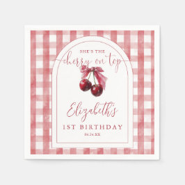 Cherry On Top Coquette Bow Birthday Serviette
