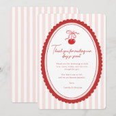 Cherry on Top Coquette Bow Thank You Card  Dankeskarte (Vorne/Hinten)