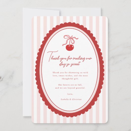 Cherry on Top Coquette Bow Thank You Card  Dankeskarte (Vorderseite)