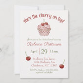 "Cherry on Top" Coquette Cupcake Baby Dusche Einladung (Vorderseite)