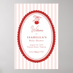 Cherry on Top Coquette Schleife Baby Shower Willko Poster