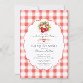 Cherry on Top Gingham Baby Shower Einladung (Vorderseite)