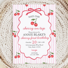 Cherry on Top Girl 1. Geburtstag Einladung