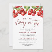 Cherry on Top Girl Baby Shower Einladung (Vorderseite)