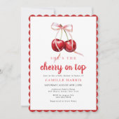Cherry on Top Girl Baby Shower Einladung (Vorderseite)