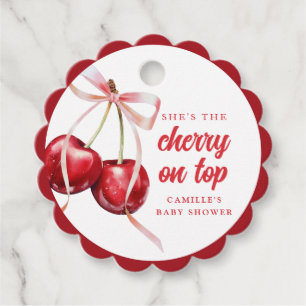 Cherry on Top Girl Baby Shower Geschenkanhänger