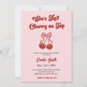 Cherry on Top hand drawn girl Baby Shower Einladung (Vorderseite)