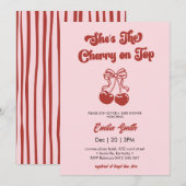 Cherry on Top hand drawn girl Baby Shower Einladung (Vorne/Hinten)