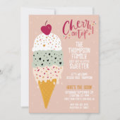 Cherry on Top Ice Cream Baby Shower Einladung (Vorderseite)
