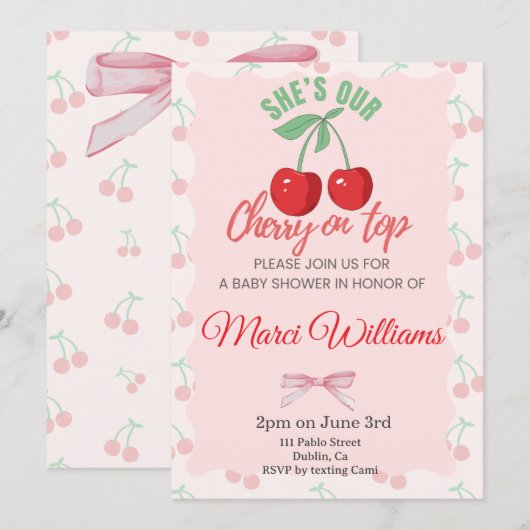 Cherry On Top Invitation Einladung (Vorne/Hinten)