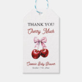 Cherry on top Pink Bow Baby Dusche Vielen Dank Geschenkanhänger (Vorderseite)