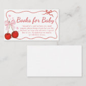 Cherry on Top Pink Bow Baby Shower Books for Baby Begleitkarte (Vorne/Hinten)