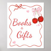 Cherry on Top Pink Bow Baby Shower Bücher und Gesc Poster (Vorne)