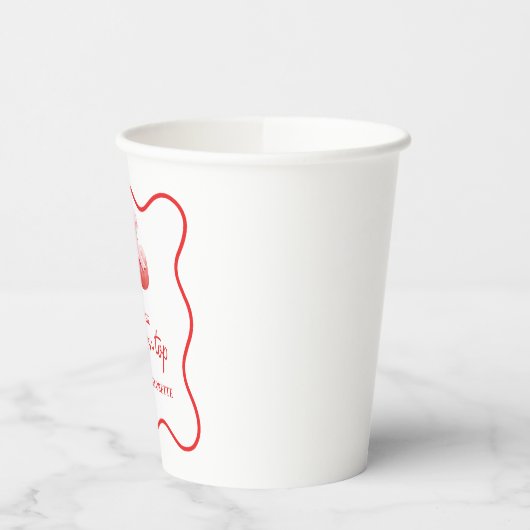 Cherry on Top Pink Bow Bachelorette Pappbecher (Links)