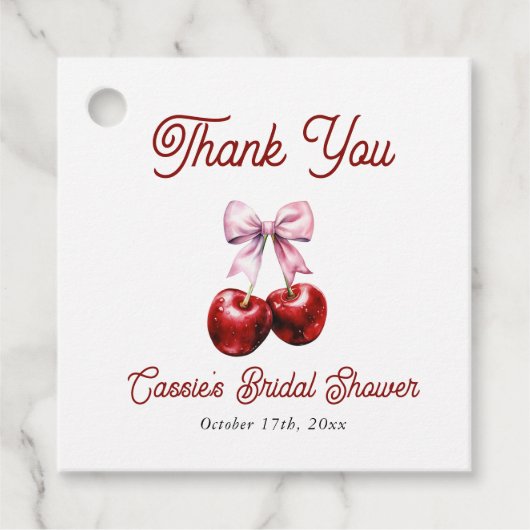Cherry On Top Pink Bow Brautparty Vielen Dank Geschenkanhänger (Vorderseite)