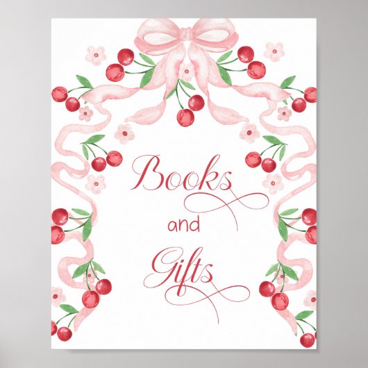 Cherry on top pink Bow Bücher und Geschenke Poster (Vorne)