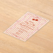 Cherry on Top Pink Bow Classy Stripes Bridal Showe Acryleinladungen (Ablage )