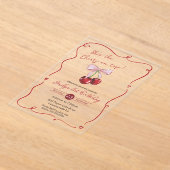 Cherry on Top Pink Bow Coquette Birthday Acryleinladungen (Ablage )