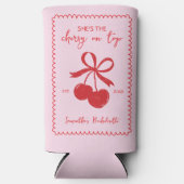 Cherry On Top Pink & Red Hand Drawn Bridal Shower Selters Dosenkühler (Vorderseite)