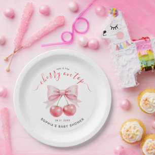 Cherry On Top Süße Kokette Mädchen Baby-Party Pappteller