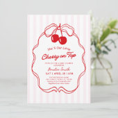 Cherry On Top Valentines girl Baby shower Einladung (Stehend Vorderseite)