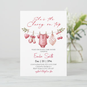 Cherry on Top Wäscheleine  Baby Shower Einladung