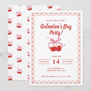 Cherry On Top White Galentine's Day Einladung