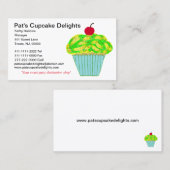 Cherry on Top Yellow Green Mattiert Vanilla Cupcak Visitenkarte (Vorne/Hinten)