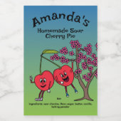 Cherry Pals Funny Cartoon Jam Pie und mehr Lebensmitteletikett (Einzelnes Label)