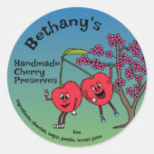 Cherry Pals Funny Cartoon Jam Pie und mehr Runder Aufkleber (Vorderseite)