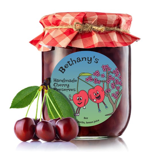 Cherry Pals Funny Cartoon Jam Pie und mehr Runder Aufkleber