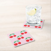 Cherry Paper Square Coasters Rechteckiger Pappuntersetzer (Vor Ort)