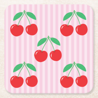 Cherry Paper Square Coasters Rechteckiger Pappuntersetzer